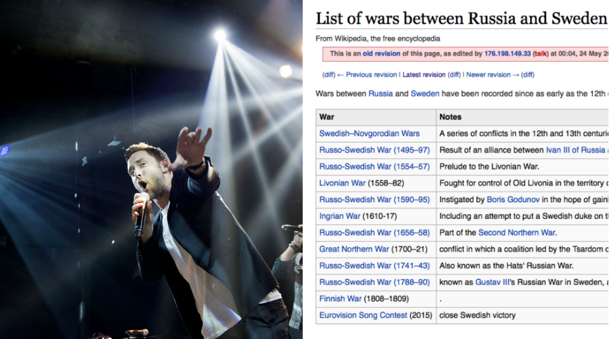 Måns Zelmerlöw, Wikipedia, Eurovision Song Contest
